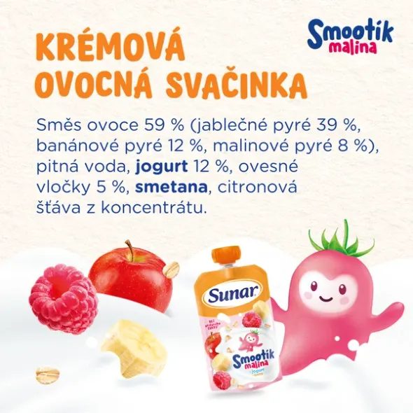 SUNAR SMOOTHÍK DĚTSKÁ KAPSIČKA MALINA 120G - KAPSIČKY - KRMENÍ