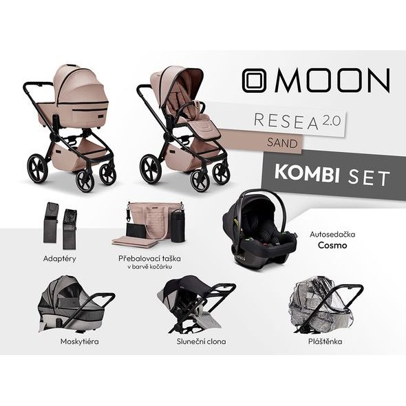 MOON RESEA 2.0 KOMBI SET - SAND - KOMBINACE S PŘÍSLUŠENSTVÍM - KOČÁRKY A PŘÍSLUŠENSTVÍ