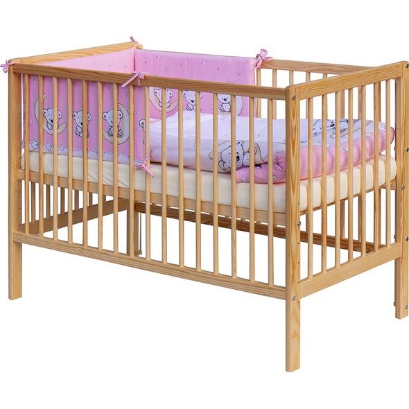 SCARLETT DĚTSKÁ POSTÝLKA S KOMPLETNÍ VÝBAVOU SCARLETT 120 X 60 CM - TORO - RŮŽOVÁ - DŘEVĚNÉ POSTÝLKY - SPINKÁNÍ