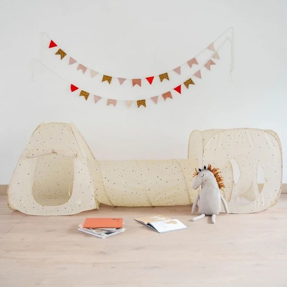 3 SPROUTS DĚTSKÝ STAN A TUNEL 3V1 RECYCLED TERRAZZO BEIGE - UV STANY - PRO DĚTI