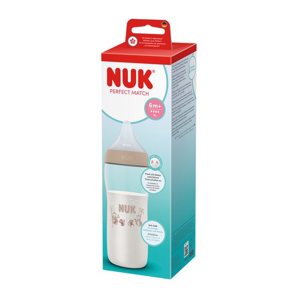 NUK PERFECT MATCH LÁHEV S KONTROLOU TEPLOTY XL MONKEY 360 ML - KOJENECKÉ LAHVE - KRMENÍ