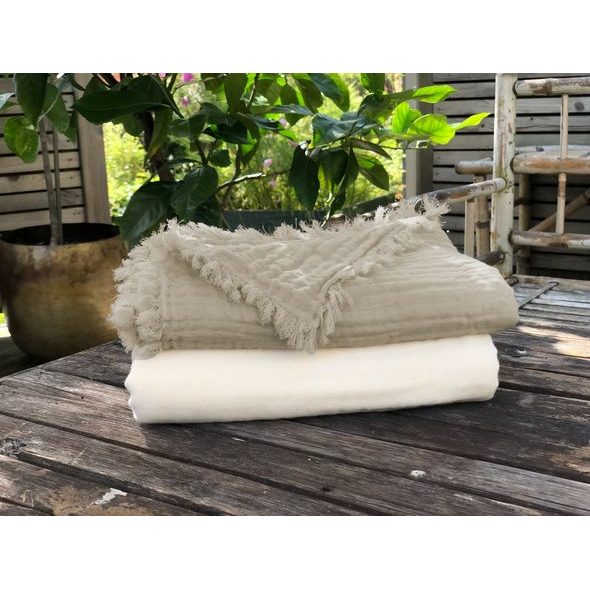 VINTER & BLOOM DEKA FEATHER MUSLIN ORGANIC PEBBLE GREIGE - DĚTSKÉ DEKY PRO MIMINKA - SPINKÁNÍ