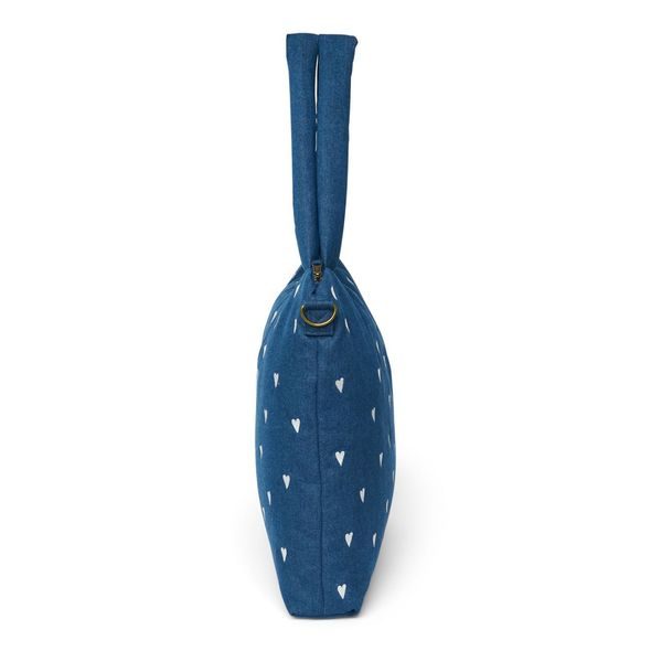 STUDIO NOOS DENIM DIAPER BAG - PŘEBALOVACÍ TAŠKA | HEARTS DARK BLUE WHITE HEARTS - PŘEBALOVACÍ TAŠKY - KOČÁRKY A PŘÍSLUŠENSTVÍ