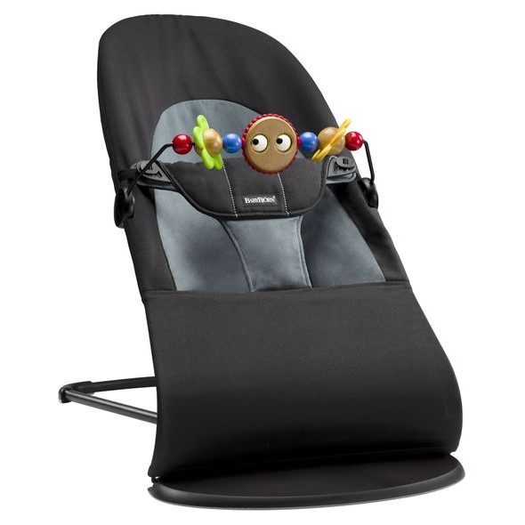 BABYBJÖRN LEHÁTKO BALANCE SOFT BLACK/DARK GREY COTTON S HRAČKOU GOOGLY EYES - LEHÁTKA A HOUPADLA - SPINKÁNÍ