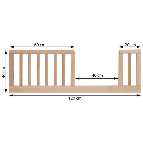 SCARLETT VÁLENDOVÁ BOČNICE K POSTÝLCE 120CM- PŘÍRODNÍ - DŘEVĚNÉ POSTÝLKY - SPINKÁNÍ