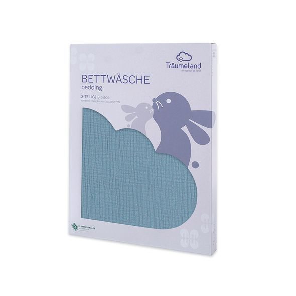 TRÄUMELAND POVLEČENÍ MUSSELIN 100/135 + 40/60 HELLBLAU - POVLEČENÍ DO POSTÝLKY - SPINKÁNÍ