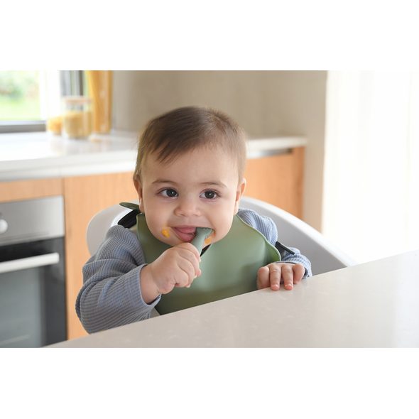 BEABA PRVNÍ TRÉNOVACÍ LŽIČKY SILIKONOVÉ SAGE GREEN / VELVET GREY - LŽIČKY A PŘÍBORY - KRMENÍ