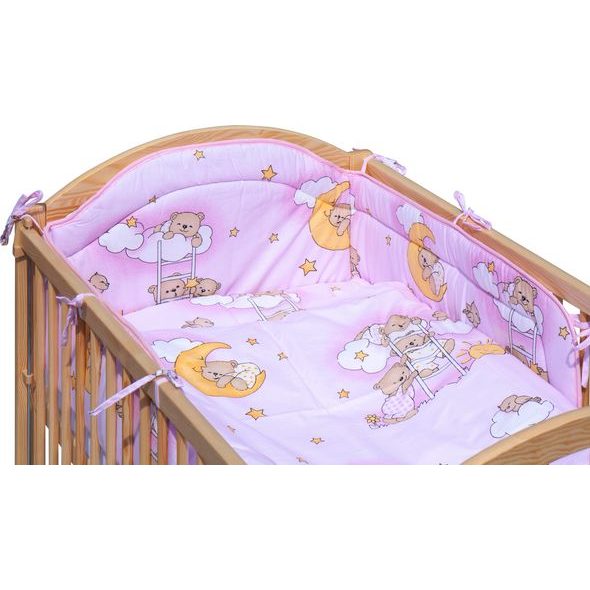 SCARLETT POSTÝLKA 120X60CM S KOMPLETNÍ VÝBAVOU MRÁČEK RŮŽOVÁ - DŘEVĚNÉ POSTÝLKY - SPINKÁNÍ