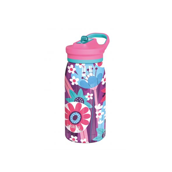 QUOKKA NEREZOVÁ TERMOLÁHEV S PÍTKEM POP KIDS BLOOMING GARDEN 445 ML - SPORTOVNÍ LAHVE - KRMENÍ