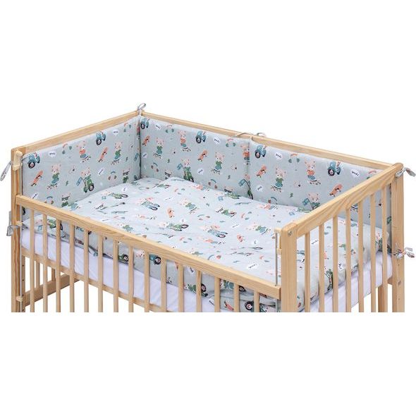 SCARLETT DĚTSKÁ POSTÝLKA S KOMPLETNÍ VÝBAVOU SCARLETT PEKO 120 X 60 CM - TYRKYSOVÁ - DŘEVĚNÉ POSTÝLKY - SPINKÁNÍ