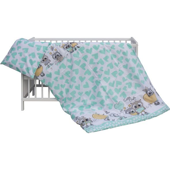 SCARLETT DĚTSKÁ POSTÝLKA S KOMPLETNÍ VÝBAVOU SCARLETT KULÍŠEK 120 X 60 CM - ZELENÁ - DŘEVĚNÉ POSTÝLKY - SPINKÁNÍ