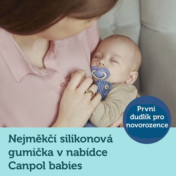 CANPOL BABIES SET SYMETRICKÝCH SILIKONOVÝCH DUDLÍKŮ LIGHT TOUCH 0-6M PURE COLOR RŮŽOVÝ - ŠIDÍTKA A DOPLŇKY - KRMENÍ