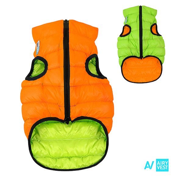 AIRY VEST BUNDA PRO PSY ORANŽOVÁ/ZELENÁ M 45 - OBLEČKY DO ZIMY PRO PSY - CHOVATELSKÉ POTŘEBY MALVÍKZOO