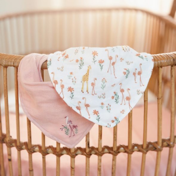 LITTLE DUTCH BRYNDÁČEK BANDANA 2 KS PINK BLOOMING SAFARI - BRYNDÁKY - KRMENÍ