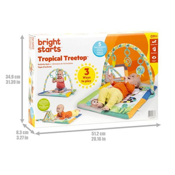 BRIGHT STARTS DEKA NA HRANÍ PRO ROZVOJ MOTORIKY A SMYSLŮ TROPICAL TREETOP™, 0M+ - HRACÍ DEKY - PRO DĚTI