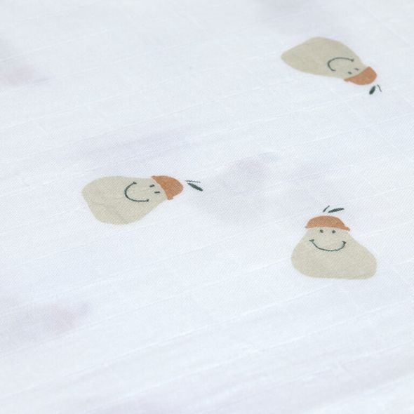 LÄSSIG BABIES SWADDLE HEAV. SOFT 120X120 HAPPY FRUITS PEAR - ZAVINOVACÍ PLENY / OSUŠKY VELKÉ - PŘEBALOVÁNÍ