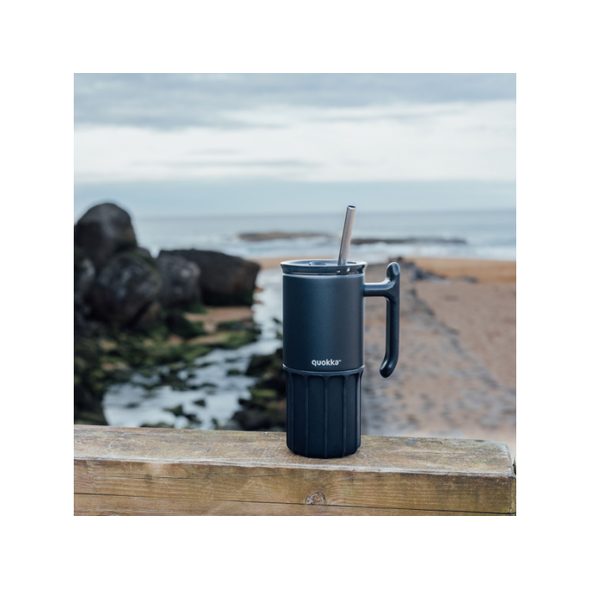 QUOKKA NEREZOVÝ TERMOHRNEK S BRČKEM UMI BLACK 720 ML - TERMOOBALY A TERMOSKY - KRMENÍ