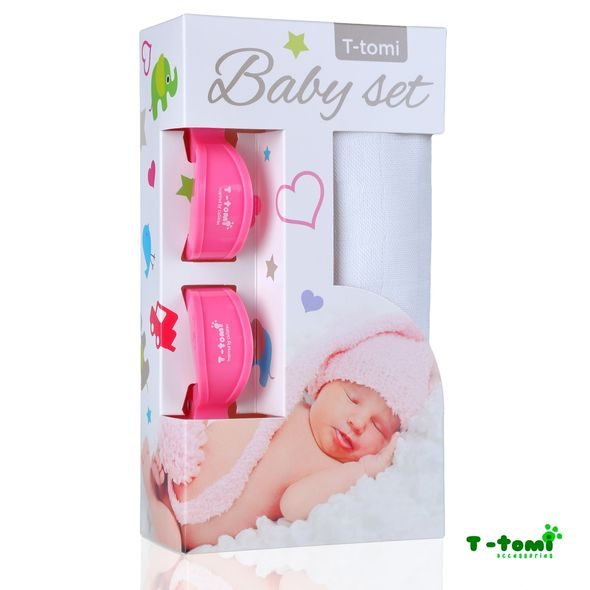 T-TOMI BABY SET BAMBUSOVÁ OSUŠKA BAREVNÁ + KOČÁRKOVÝ KOLÍČEK - ZAVINOVACÍ PLENY / OSUŠKY VELKÉ - PŘEBALOVÁNÍ