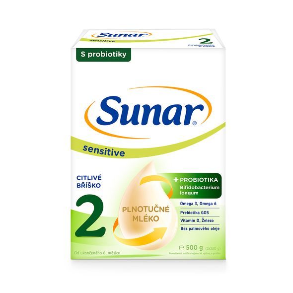 SUNAR SENSITIVE 2 POKRAČOVACÍ KOJENECKÉ MLÉKO 500G - EXPIRACE 8.4.2026 - KOJENECKÁ MLÉKA - KRMENÍ