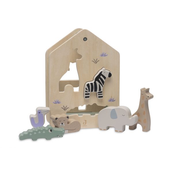 JOLLEIN VKLÁDACÍ ZVÍŘÁTKA DŘEVĚNÁ JUNGLE JAMBO - MOTORICKÉ A HRY - PRO DĚTI