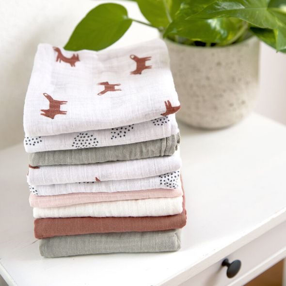 LÄSSIG SWADDLE BURP BLANKET 60X60 LITTLE FOREST RABBIT - LÁTKOVÉ PLENY SKLÁDANÉ - PŘEBALOVÁNÍ