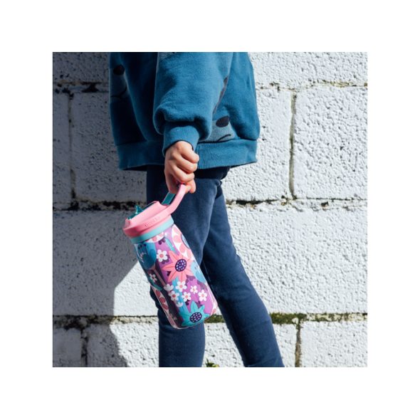 QUOKKA NEREZOVÁ TERMOLÁHEV S PÍTKEM POP KIDS BLOOMING GARDEN 445 ML - SPORTOVNÍ LAHVE - KRMENÍ