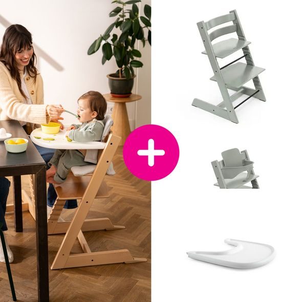 STOKKE® TRIPP TRAPP® + BABY SET + PULT ZVÝHODNĚNÁ SADA - JÍDELNÍ ŽIDLIČKY DŘEVĚNÉ - KRMENÍ