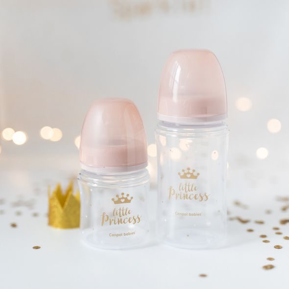 CANPOL BABIES LAHEV SE ŠIROKÝM HRDLEM ROYAL BABY 240ML RŮŽOVÁ - KOJENECKÉ LAHVE - KRMENÍ