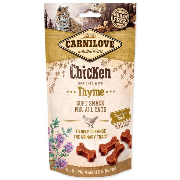 CARNILOVE CAT SEMI MOIST SNACK CHICKEN ENRICHED WITH THYME 50G - SUŠENÉ MASO PRO KOČKY - CHOVATELSKÉ POTŘEBY MALVÍKZOO