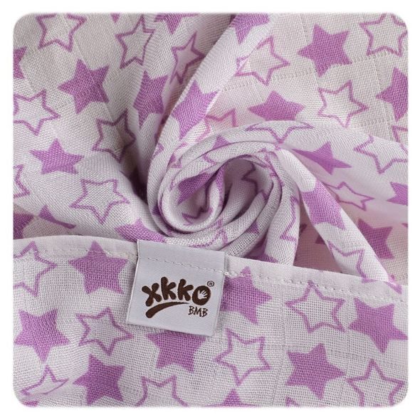 KIKKO BAMBUSOVÉ PLENY XKKO BMB 70X70 LITTLE STARS LILAC MIX 3KS - LÁTKOVÉ PLENY SKLÁDANÉ - PŘEBALOVÁNÍ