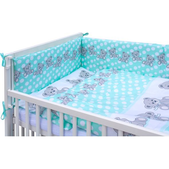 SCARLETT DĚTSKÁ POSTÝLKA S KOMPLETNÍ VÝBAVOU SCARLETT 120X60CM KUBA TYRKYSOVÁ - DŘEVĚNÉ POSTÝLKY - SPINKÁNÍ