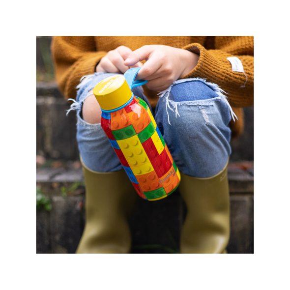 QUOKKA NEREZOVÁ TERMOLÁHEV SOLID KIDS S POUTKEM COLOR BRICKS 330 ML - TERMOOBALY A TERMOSKY - KRMENÍ