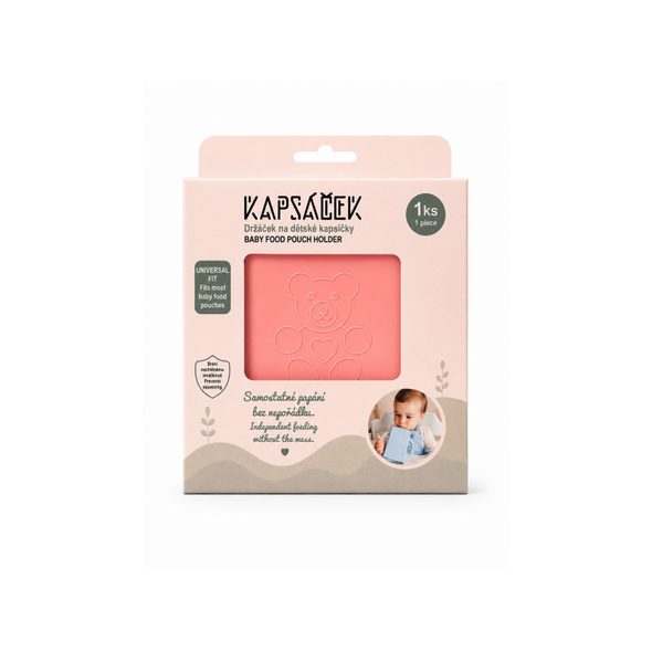 KAPSÁČEK DRŽÁČEK NA DĚTSKOU KAPSIČKU RŮŽOVÝ - KRABIČKY NA SVAČINU - KRMENÍ