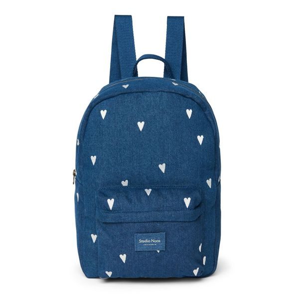 STUDIO NOOS DENIM MIDI BACKPACK - BATŮŽEK | HEARTS DARK BLUE WHITE HEARTS - BATOHY A TAŠKY - PRO DĚTI