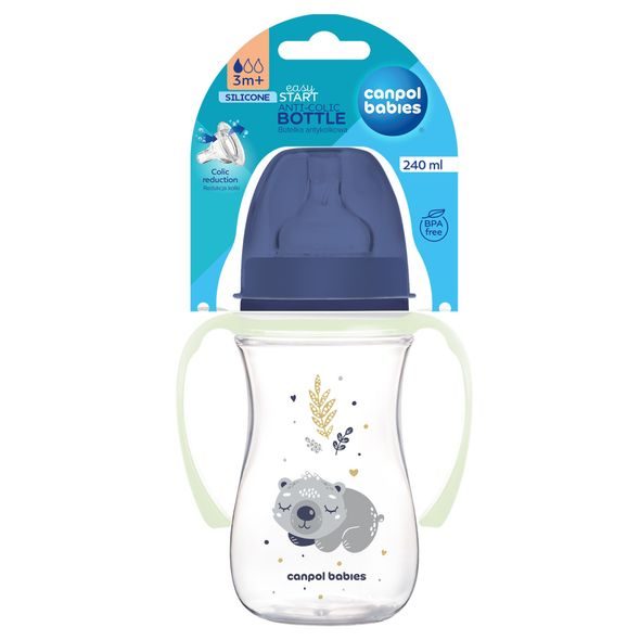 CANPOL BABIES ANTIKOLIKOVÁ LAHEV EASYSTART SLEEPY KOALA 240ML MODRÁ - KOJENECKÉ LAHVE - KRMENÍ