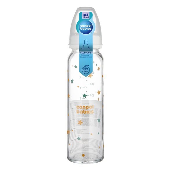 CANPOL BABIES LÁHEV SKLENĚNÁ S ÚZKÝM HRDLEM TOYS 240ML - KOJENECKÉ LAHVE - KRMENÍ