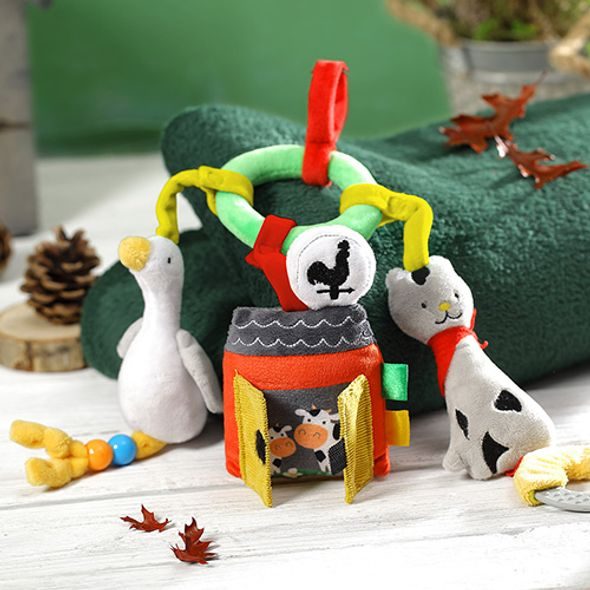 BABYONO HRAZDIČKA NA KOČÁREK ON THE FARM 0M+ - AKTIVNÍ HRAČKY - PRO DĚTI