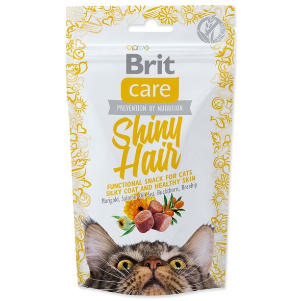 BRIT CARE CAT SNACK SHINY HAIR 50G - SUŠENÉ MASO PRO KOČKY - CHOVATELSKÉ POTŘEBY MALVÍKZOO