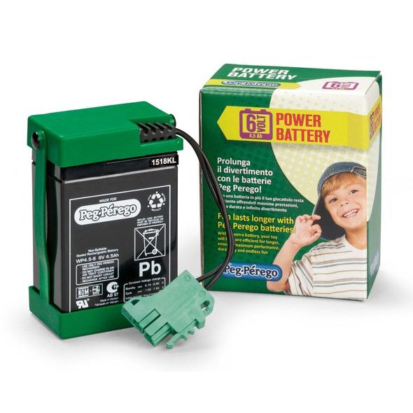 PEG PEREGO BATERIE 6V 4,5 AH S KABELOVÝM SVAZKEM - ELEKTRICKÁ VOZÍTKA - PRO DĚTI