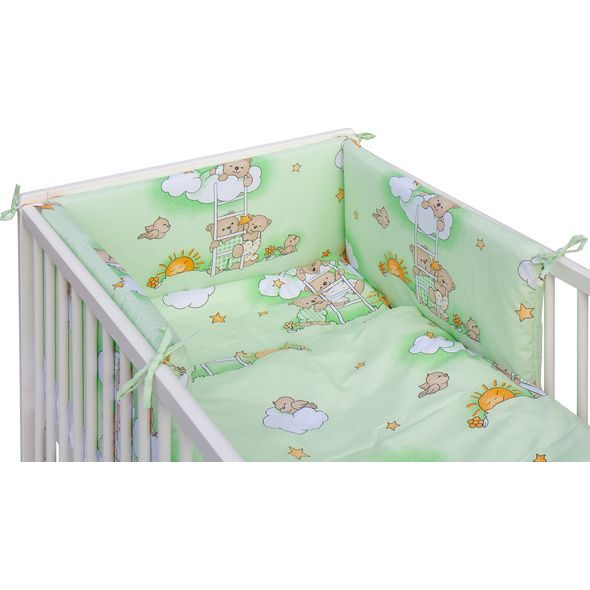 SCARLETT DĚTSKÁ POSTÝLKA S KOMPLETNÍ VÝBAVOU SCARLETT 120 X 60 CM - MRÁČEK - ZELENÁ - DŘEVĚNÉ POSTÝLKY - SPINKÁNÍ