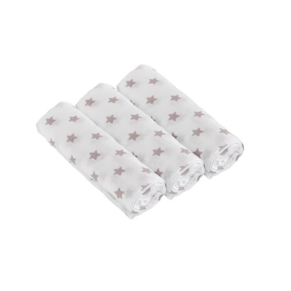 TRÄUMELAND LÁTKOVÉ PLENY 3KS 80 X 80 CM STERNCHEN GRAU - LÁTKOVÉ PLENY ALL IN ONE - PŘEBALOVÁNÍ