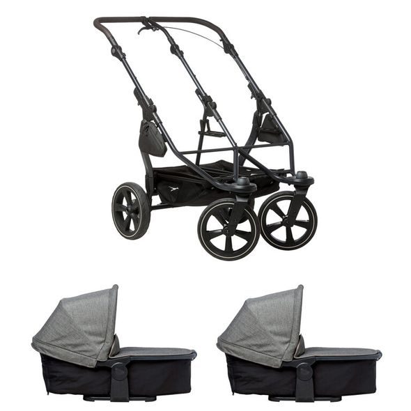 TFK TFK SET DUO2 FRAME 2025 - AIR CHAMBER WHEEL + CARRYCOT PREM. GREY - KOČÁRKY PRO DVOJČATA - KOČÁRKY A PŘÍSLUŠENSTVÍ