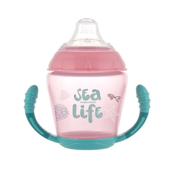 CANPOL BABIES NEVYLÉVACÍ HRNÍČEK SE SILIKONOVÝM VENTILEM 230ML SEA LIFE - DĚTSKÉ HRNEČKY - KRMENÍ