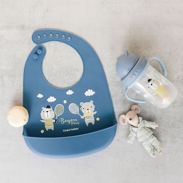 CANPOL BABIES BRYNDÁK SILIKONOVÝ S KAPSOU BONJOUR PARIS MODRÝ - BRYNDÁKY - KRMENÍ