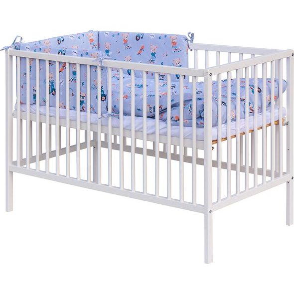 SCARLETT DĚTSKÁ POSTÝLKA S KOMPLETNÍ VÝBAVOU SCARLETT 120 X 60 CM - PEKO - MODRÁ - DŘEVĚNÉ POSTÝLKY - SPINKÁNÍ