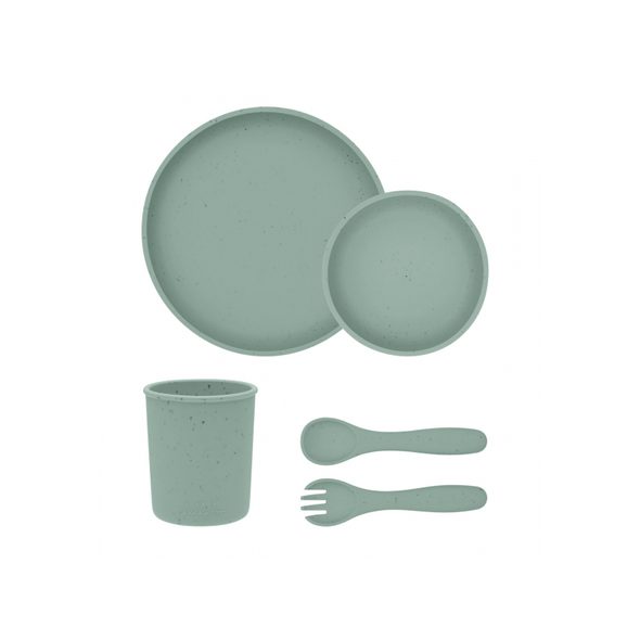 KIKKABOO JÍDELNÍ SADA 5-DÍLNÁ PLATINUM SILICONE SAGE - VÝHODNÉ SADY - KRMENÍ