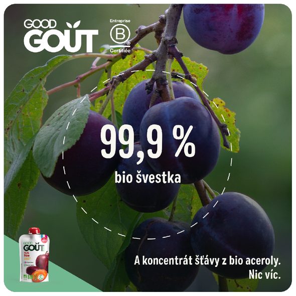 GOOD GOUT BIO ŠVESTKA 120 G - EXPIRACE 20.2.2026 - KAPSIČKY - KRMENÍ