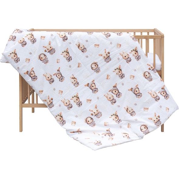 SCARLETT DĚTSKÁ POSTÝLKA S KOMPLETNÍ VÝBAVOU 120 X 60 CM KRÁLÍČEK ŠEDÁ - DŘEVĚNÉ POSTÝLKY - SPINKÁNÍ