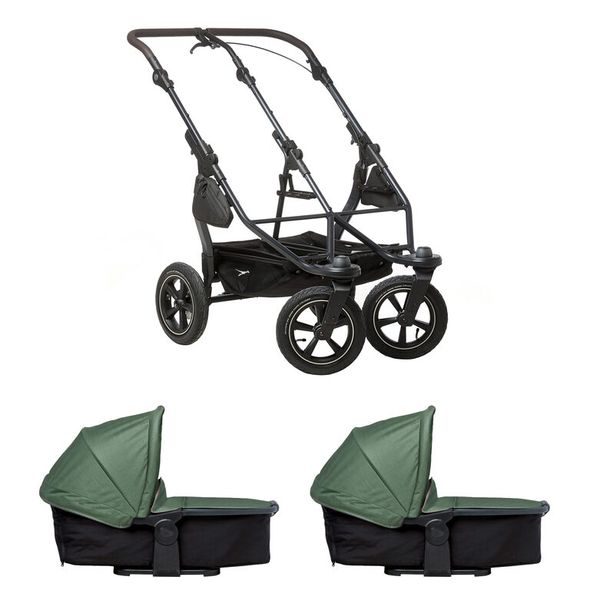 TFK TFK SET DUO2 FRAME 2025 - AIR WHEEL + CARRYCOT OLIVE - KOČÁRKY PRO DVOJČATA - KOČÁRKY A PŘÍSLUŠENSTVÍ