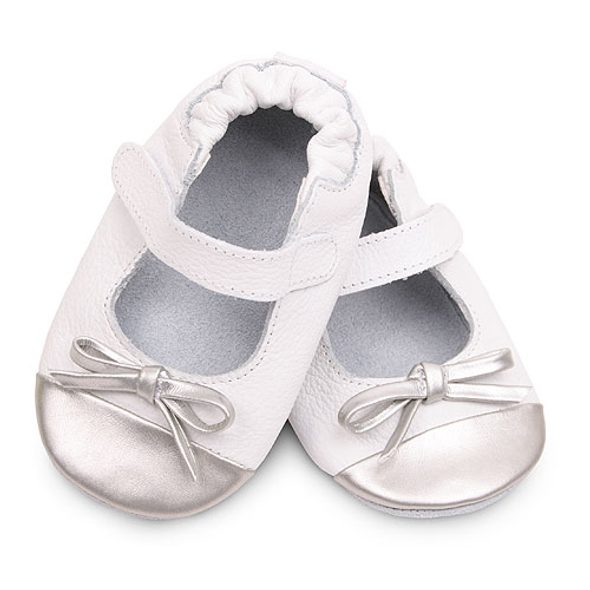 SHOOSHOOS DĚTSKÉ KOŽENÉ BOTIČKY WHITE/SILVER BALLET - BOTIČKY - PRO DĚTI